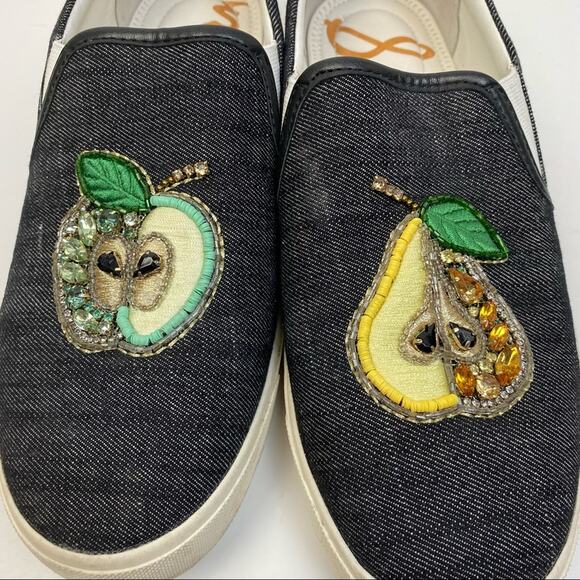 SAM EDELMAN EVELINA SLIP ON SNEAKER WITH FRUIT APPLIQUE SIZE 9 - Picture 7 of 10
